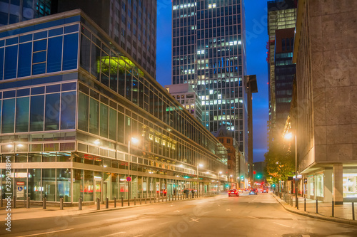 Cityscape with illuminated Frankfurt street