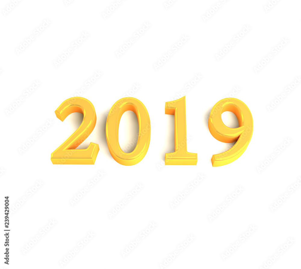 Gold numbers 2019 with shadows on studio background for greeting cards, calendars, invitations and many uses. Template Gold numbers 2019 with shadows on studio background for greeting cards, calendars, invitations and many uses. Template