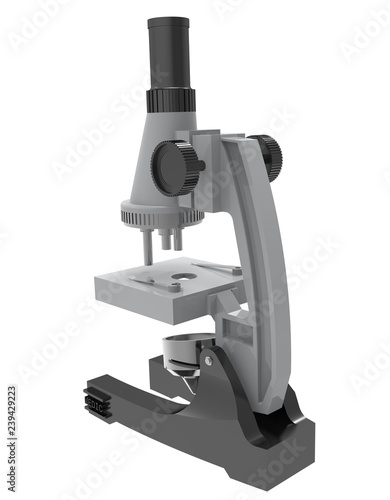 Microscope 3d illustration isolated on the white background