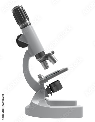 Microscope 3d illustration isolated on the white background