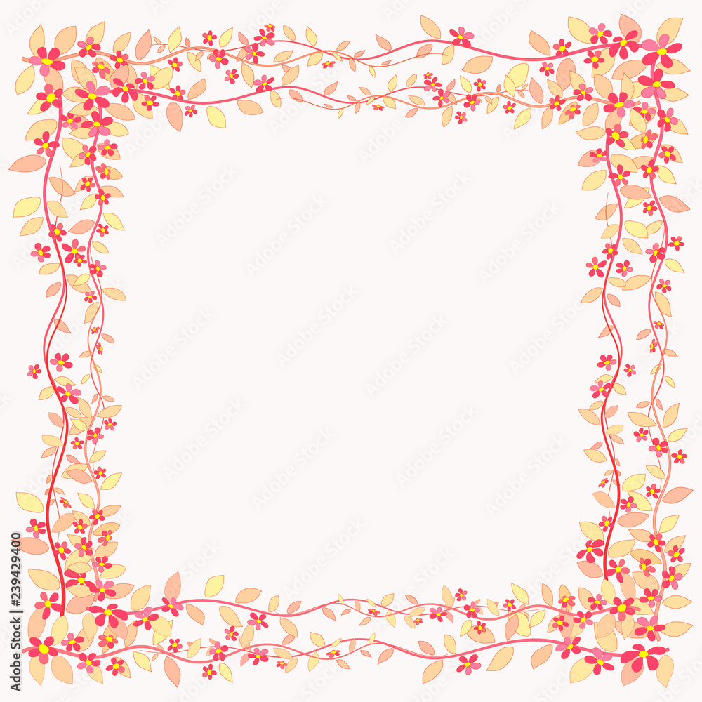 Floral frame background hand drawn, vector illustration eps10