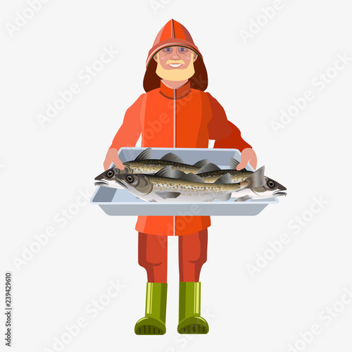 Man with tray fish
