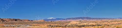 Panorama Landscapes views from Road to Flaming Gorge National Recreation Area and Reservoir driving north from Vernal on US Highway 191, in the Uinta Basin Mountain Range of Utah United States, USA © Jeremy