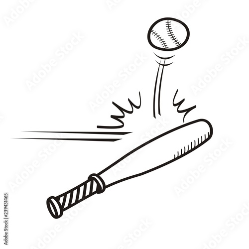 playing baseball hand drawn sketch.