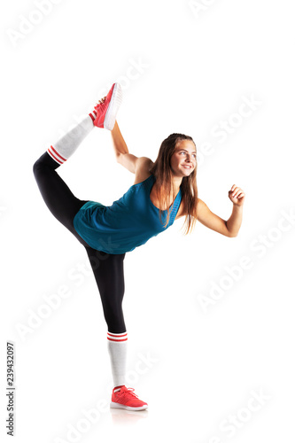 girl runner stretching