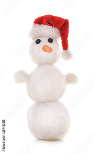Snowman in a Christmas hat.