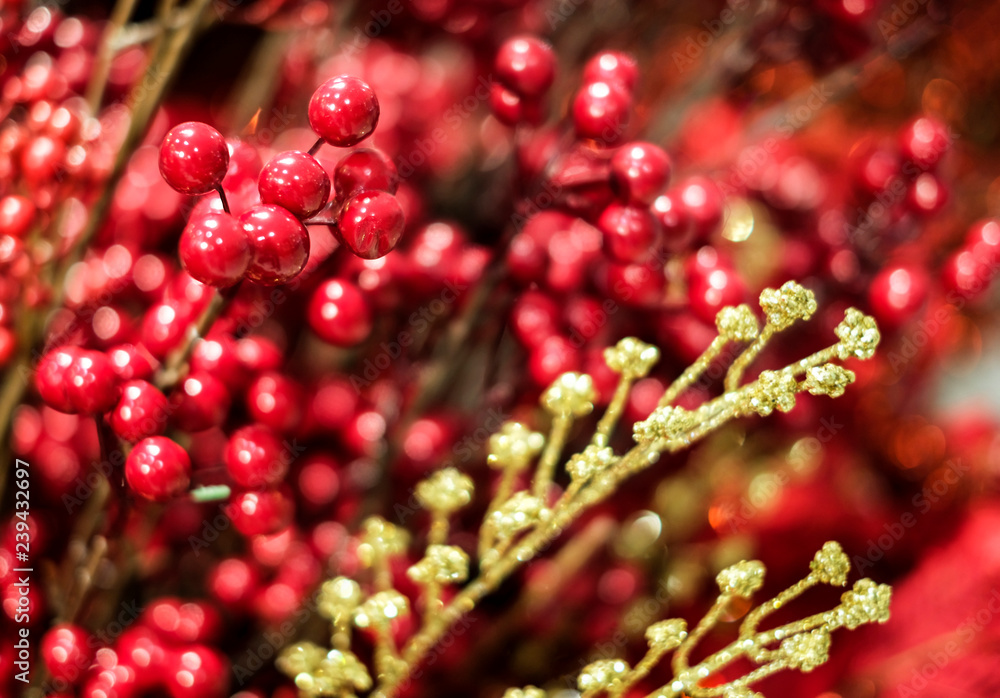 Christmas decoration ilex verticillata or winterberry holly on old wood Christmas decoration ilex verticillata or winterberry holly on old wood
