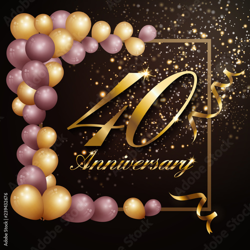 40 year anniversary celebration background banner design with luxury decoration. Vector illustration