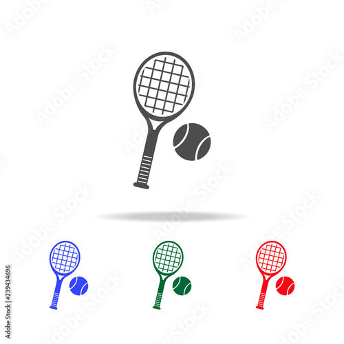 Tennis racket and ball  icons. Elements of sport element in multi colored icons. Premium quality graphic design icon. Simple icon for websites, web design, mobile app, info graphic