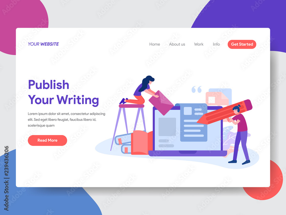 Landing page template of Read Online Articles Concept. Modern flat design concept of web page design for website and mobile website.Vector illustration Landing page template of Read Online Articles Concept. Modern flat design concept of web page design for website and mobile website.Vector illustration