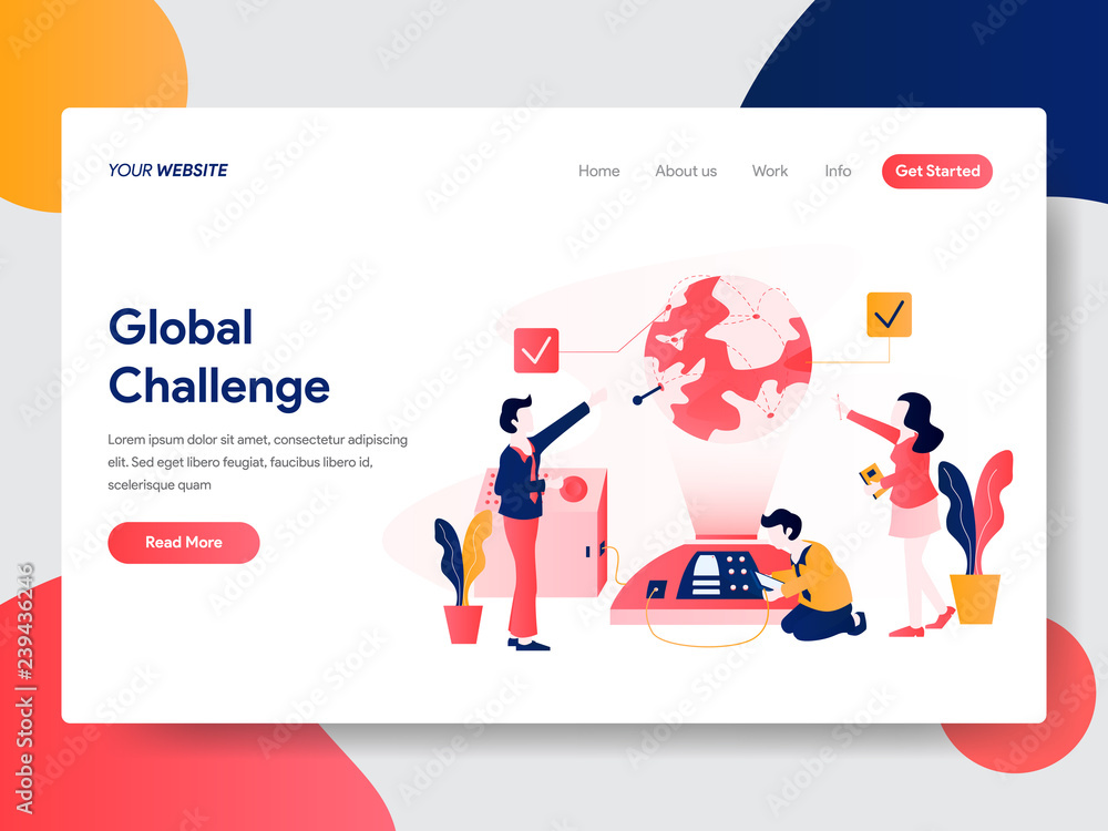 Landing page template of Global Challenge Concept. Modern flat design concept of web page design for website and mobile website.Vector illustration Landing page template of Global Challenge Concept. Modern flat design concept of web page design for website and mobile website.Vector illustration