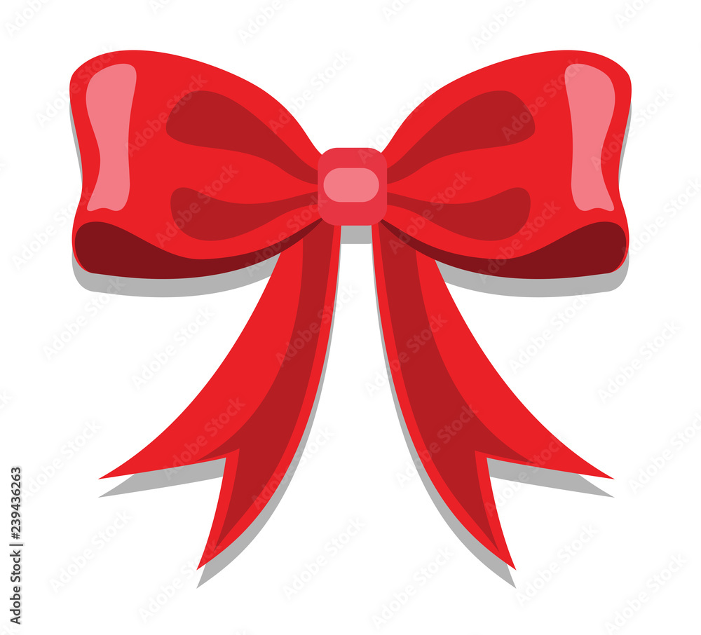 red fabric knot on white background, vector draw red fabric knot on white background, vector draw