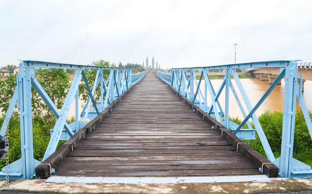 Hien Luong bridge at 17th parallel in Ben Hai River, established as a dividing line between North and South Vietnam as a result of the First Indochina War.