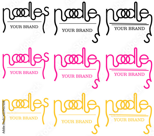 minimalistic noodle logo of the word in different versions, typography