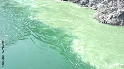 Devprayag of Uttarakhand, is one of Panch Prayag, five confluence, of Alaknanda River where Alaknanda and Bhagirathi rivers meet and take the name Ganges River, India photo