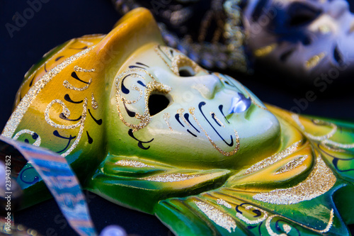 typical masks of the traditional venice carnival