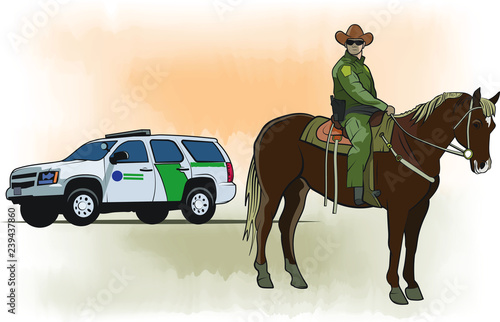 Border Patrol – Horseback Agent and SUV