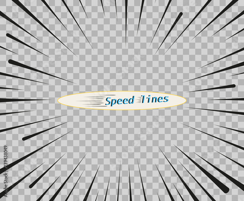 Vector lines of different variants of simple horizontal. The concept of speed, motion, black color. Elements of manga cartoon design for comic books isolated background.