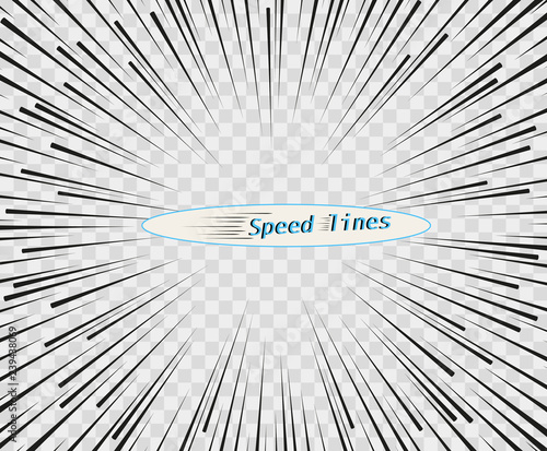Vector lines of different variants of simple horizontal. The concept of speed, motion, black color. Elements of manga cartoon design for comic books isolated background.
