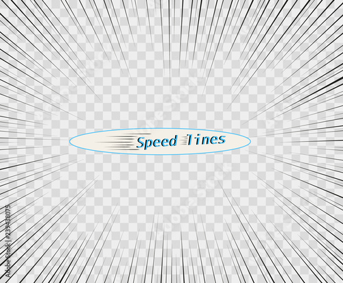 Vector lines of different variants of simple horizontal. The concept of speed, motion, black color. Elements of manga cartoon design for comic books isolated background.