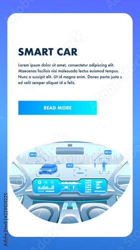 Smart Car Phone Application. Banner Illustration.