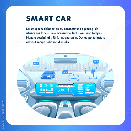 Smart Car Social Media Banner. Autonomus vehicle.