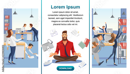 Balance in Multitask Office Work Vector Web Banner