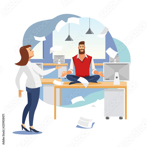 Stress Relief in Office Work Flat Vector Concept