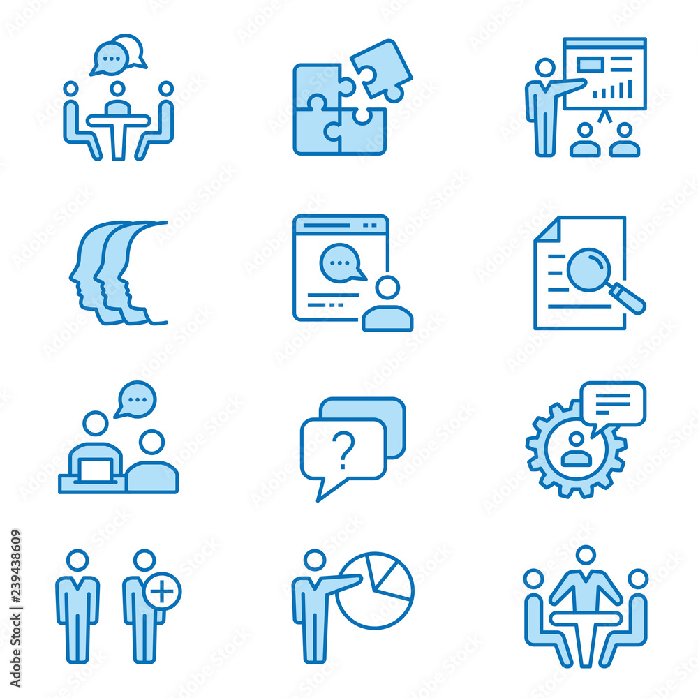 Management consulting flat line icon set. Vector illustration. Editable stroke. Management consulting flat line icon set. Vector illustration. Editable stroke.