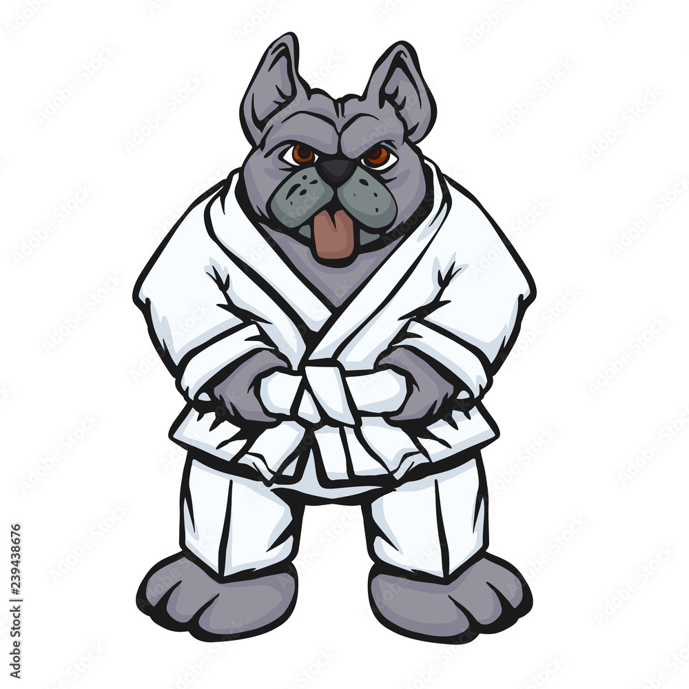 Illustration of a bulldog in kimono Illustration of a bulldog in kimono