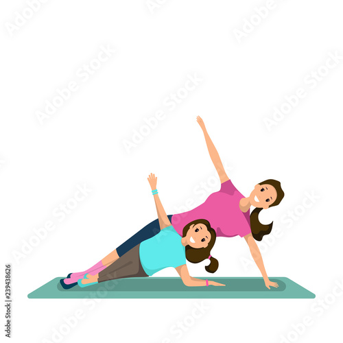 Happy Woman and Child Doing Fitness Training