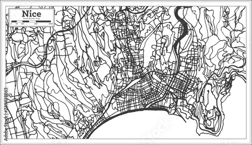 Nice France City Map in Retro Style. Outline Map.