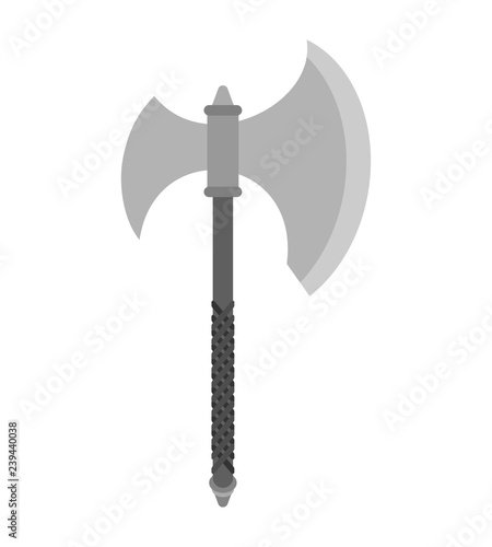 Axe slashing weapons. poleax isolated. Battle ax
