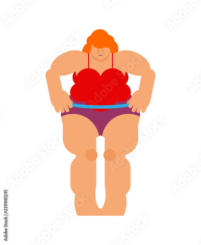 Fat woman and hulahup. Exercises for weight loss. fatso and sport 