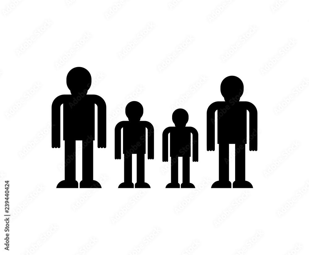 Family symbol. kind sign icon. Parents and children. Vector illustration Family symbol. kind sign icon. Parents and children. Vector illustration