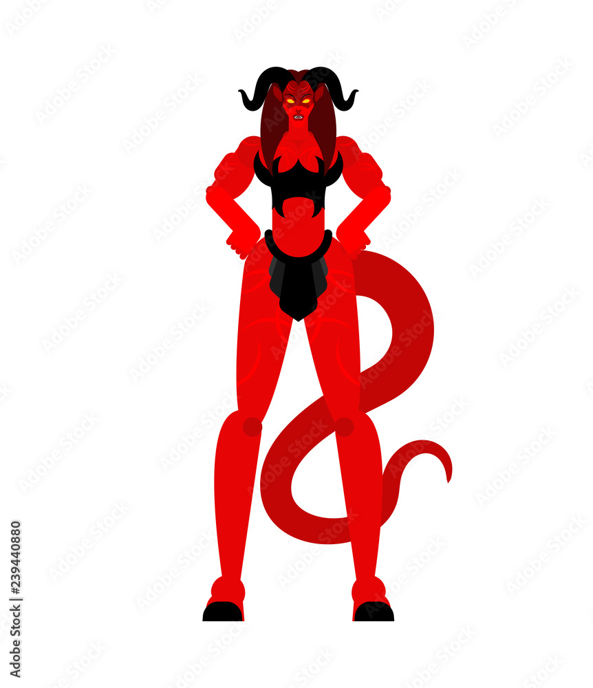 Woman demon Warrior. Strong Female devil. berserk Succubus red. lady