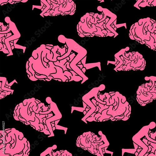 Fuck brain pattern seamless. fucking brains background. Man sex on gyrus
