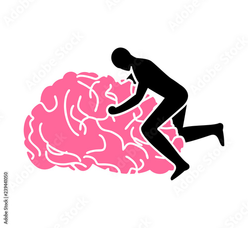 Fuck brain sign. fucking brains icon. Man sex on gyrus