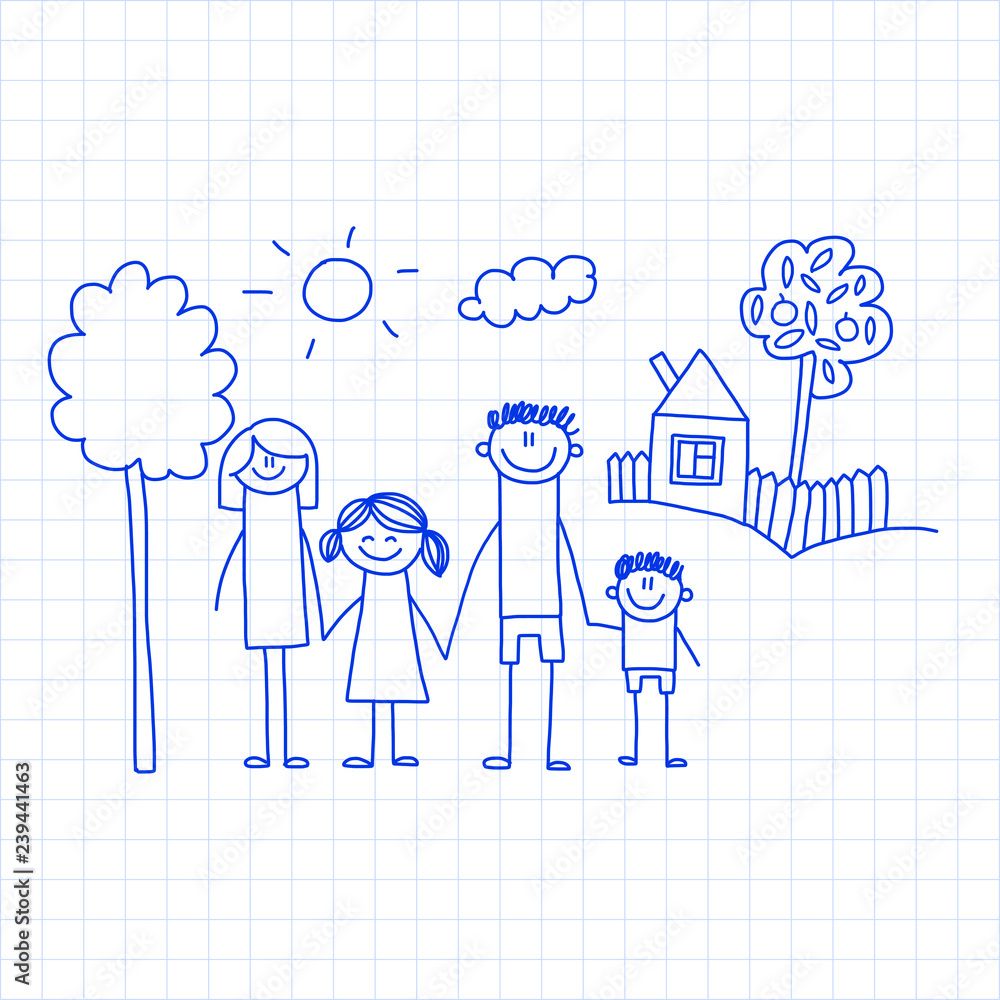Happy Family | Family drawing, Family cartoon, Drawing for kids