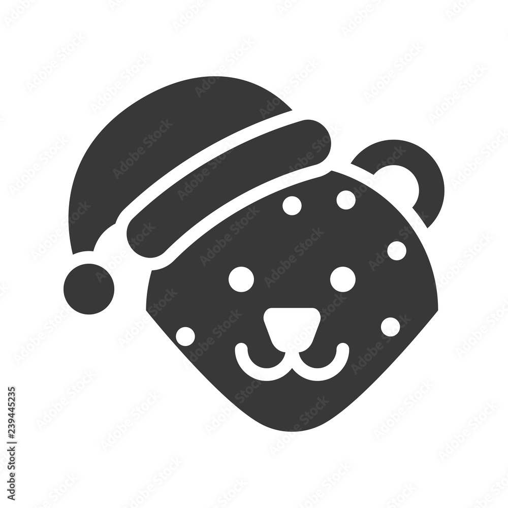 leopard wearing santa hat silhouette icon design leopard wearing santa hat silhouette icon design