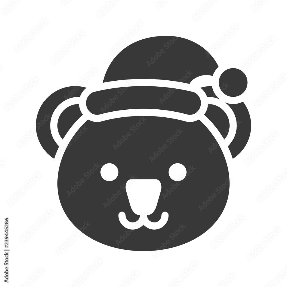 koala wearing santa hat silhouette icon design