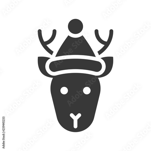 deer wearing santa hat silhouette icon design