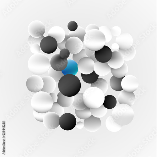 Black and white 3d geometric balls. Vector illustration