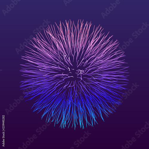 3d abstract sphere. Array with dynamic particles. Modern science and technology element. Vector illustration.