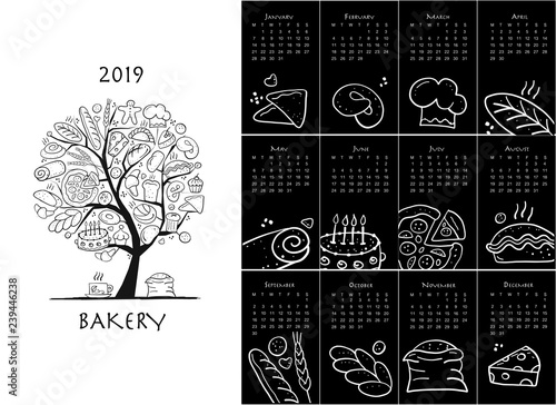 Bakery, calendar 2019 design