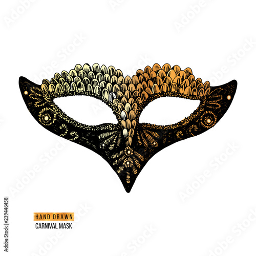 Hand drawn Venetian carnival mask