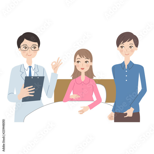 入院する妊婦。