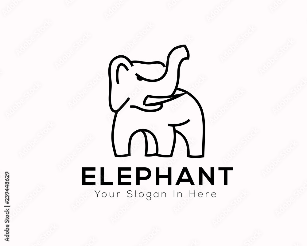 Obraz premium Stand elephant with line art style logo design inspiration