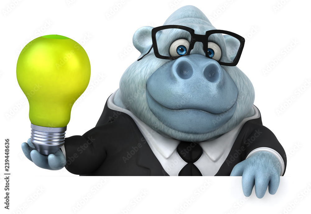 Fun white monkey - 3D Illustration Fun white monkey - 3D Illustration