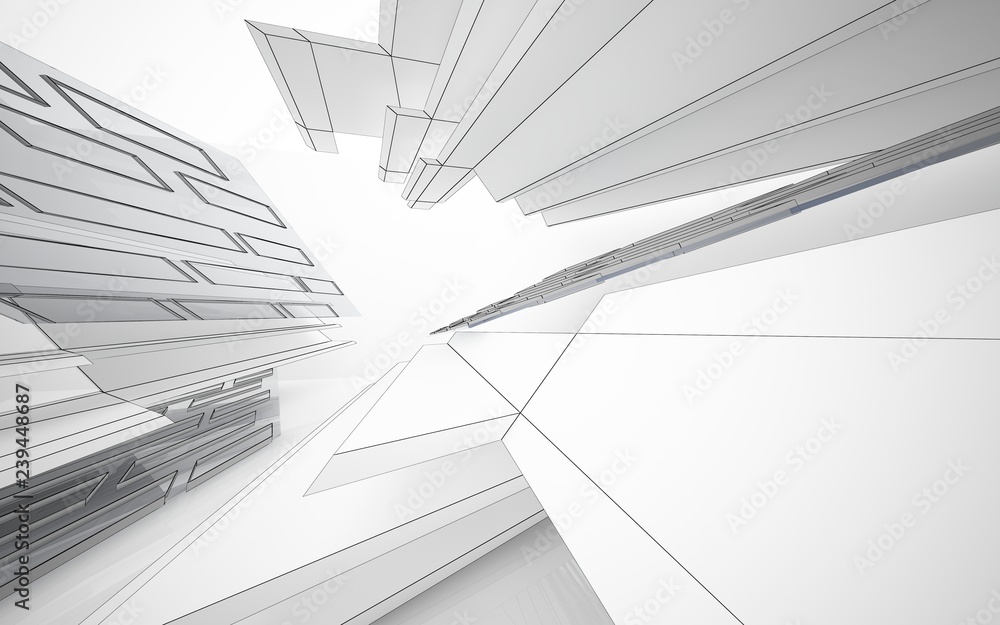 Abstract white interior highlights future. Polygon drawing . Architectural background. 3D illustration and rendering Abstract white interior highlights future. Polygon drawing . Architectural background. 3D illustration and rendering